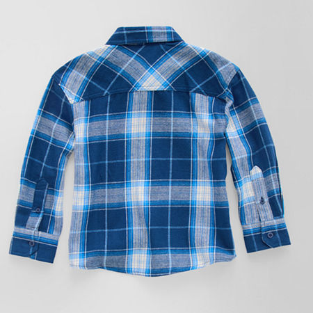 Thereabouts Little & Big Boys Long Sleeve Flannel Shirt, Xl (18-20) Husky, Blue