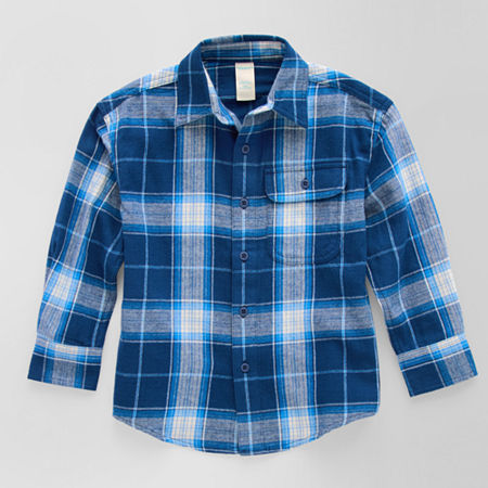 Thereabouts Little & Big Boys Long Sleeve Flannel Shirt, Xl (18-20) Husky, Blue