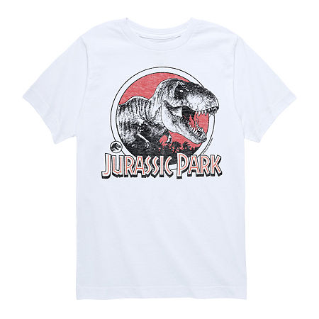 Little & Big Kid Boys Crew Neck Short Sleeve Regular Fit Jurassic World Graphic T-Shirt, Small, White