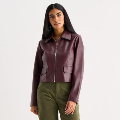 Faux Leather Leather Jackets Jcpenney Womens Faux Leather