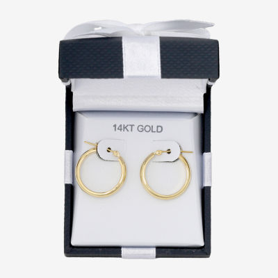 14K Gold Thick Hoop Earrings 