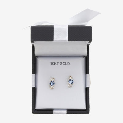 Blue Crystal 10K Gold 9mm Stud Earrings