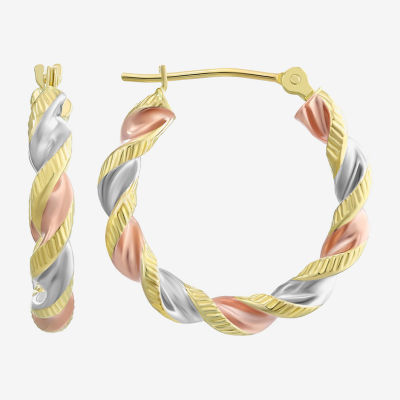 14K Tri-Tone Hoop Earrings