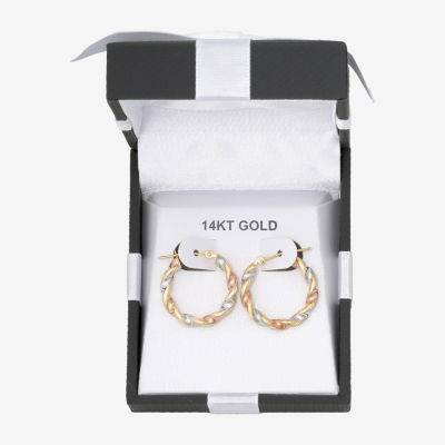 14K Tri-Tone Hoop Earrings