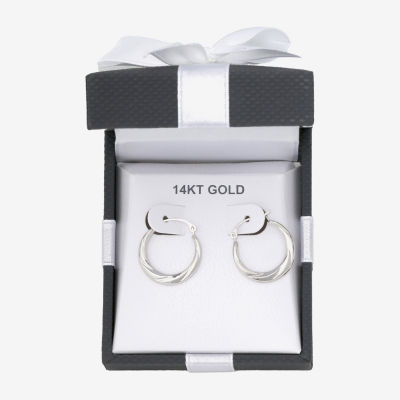 Womens 14K Gold 18mm Round Hoop Earrings