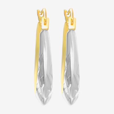 Womens 14K Two Tone Gold 20.9mm Round Hoop Earrings