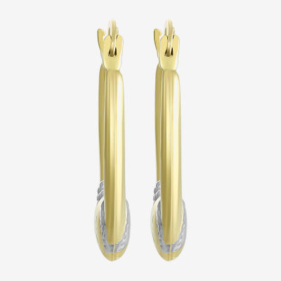 Two-Tone Heart Hoop Earrings 14K Gold