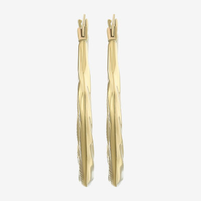 14K Yellow Gold Patterned Hoop Earrings