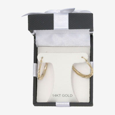 14K Yellow Gold Patterned Hoop Earrings