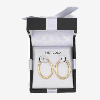 Womens 14K Gold 22mm Oval Hoop Earrings