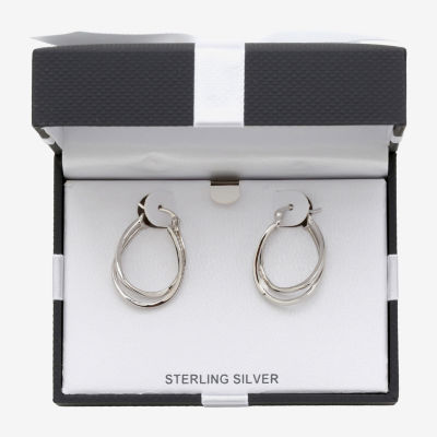 Womens Cubic Zirconia Sterling Silver 28mm Round Hoop Earrings