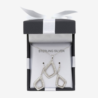 Womens White Crystal Sterling Silver 2-pc. Jewelry Set