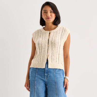a.n.a Womens Crew Neck Button Sweater Vest