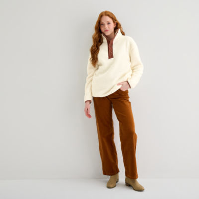 St. John's Bay Womens Mock Neck Long Sleeve Sweatshirt