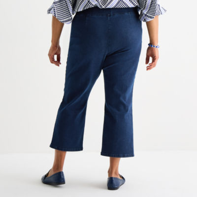 Liz Claiborne Womens Plus Bootcut Mid Rise Cropped Pant