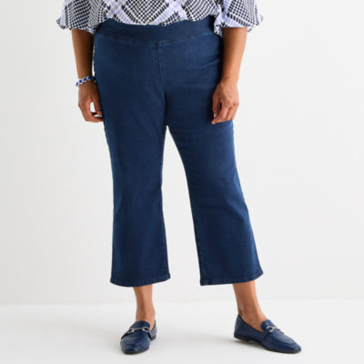 Liz Claiborne Womens Plus Bootcut Mid Rise Cropped Pant