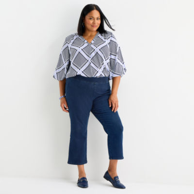 Liz Claiborne Womens Plus Bootcut Mid Rise Cropped Pant