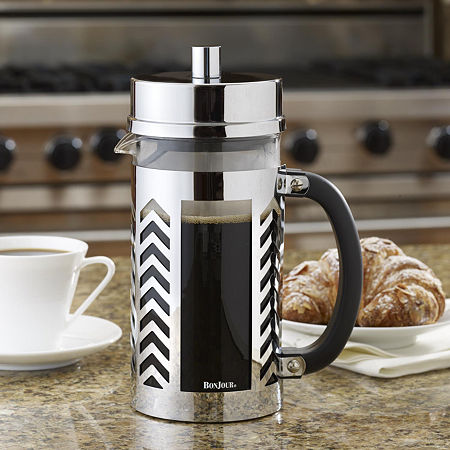 BonJour Chevron 8-Cup French Press, One Size, White