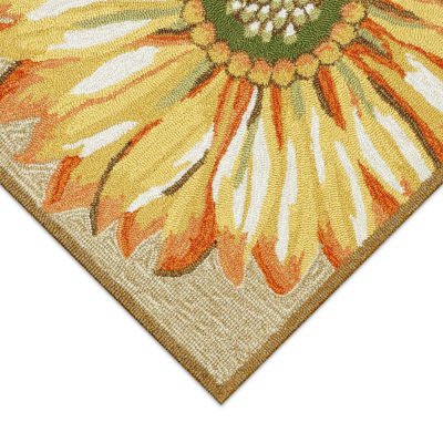 Liora Manne Frontporch Sunflower Floral Hand Tufted Indoor Outdoor Rectangular Accent Rug