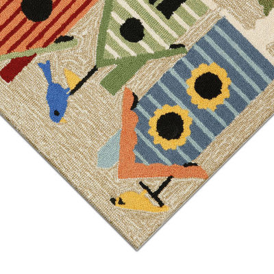 Liora Manne Frontporch Birdhouses Hand Tufted Indoor Outdoor Rectangular Accent Rug