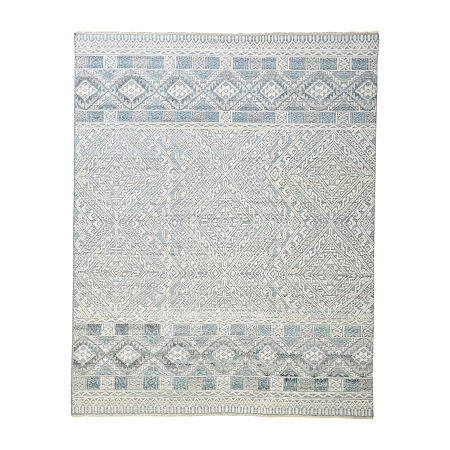 Weave And Wander Eckhart Geometric Hand Knotted Indoor Rectangle Accent Rugs, One Size, Blue