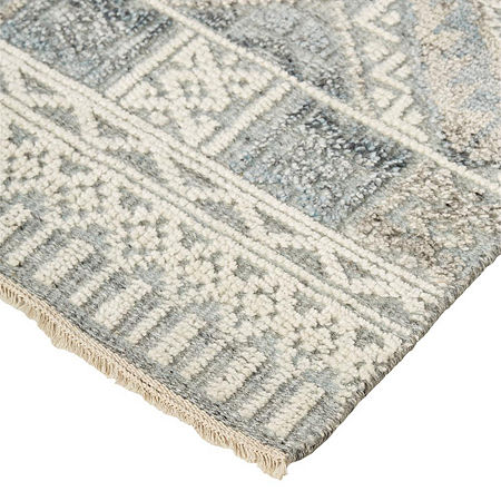 Weave And Wander Eckhart Geometric Hand Knotted Indoor Rectangle Accent Rugs, One Size, Blue