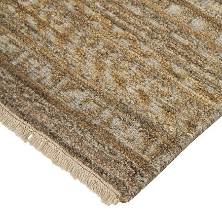 Weave And Wander Eckhart Abstract Hand Knotted Indoor Rectangle Runners, One Size, Brown