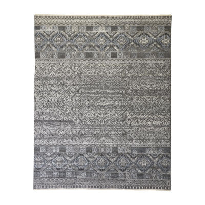 Weave And Wander Eckhart Geometric Hand Knotted Indoor Rectangle Area Rugs