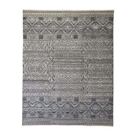 Weave And Wander Eckhart Geometric Hand Knotted Indoor Rectangle Area Rugs, One Size, Gray