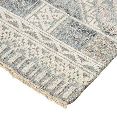 Weave And Wander Eckhart Geometric Hand Knotted Indoor Rectangle Area Rugs, One Size, Blue