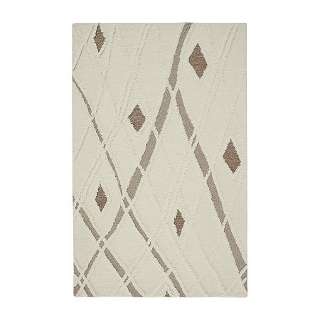 Weave And Wander Elika Geometric Hand Tufted Indoor Rectangle Area Rugs, One Size, White