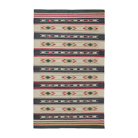 Weave And Wander Galvin Stripe Flatweave Reversible Indoor Rectangle Area Rugs, One Size, Black