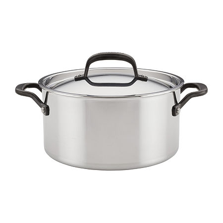 KitchenAid 5-Ply Clad Stainless Steel 6-qt. Stockpot With Lid, One Size, Silver