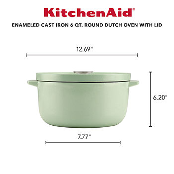 Basics Enameled Cast Iron Covered Round Dutch Oven, 6-Quart, Green