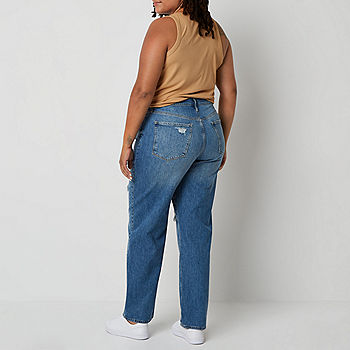 a.n.a Plus Womens High Rise 90's Loose Jean, Color: Med Galaxy - JCPenney