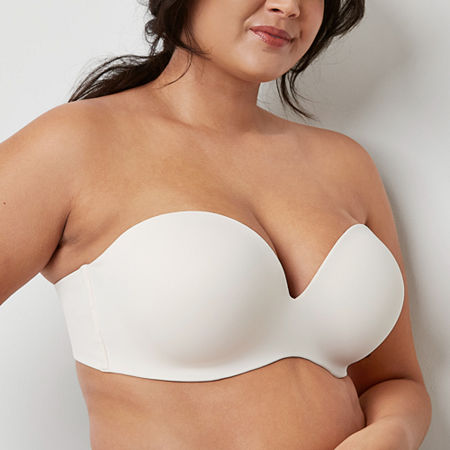 Ambrielle Everyday Lightly Lined Womens Medium Support Underwire Strapless Bra 306305, C, White
