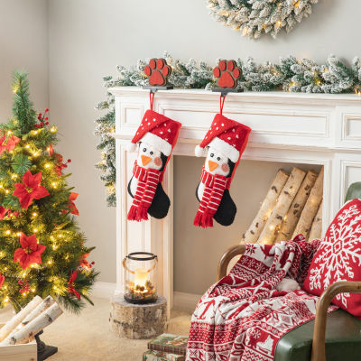 Glitzhome 3d Penguin Hooked Christmas Stocking