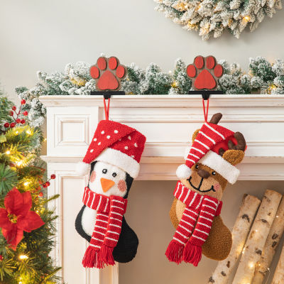 Glitzhome 3d Reindeer Hooked Christmas Stocking