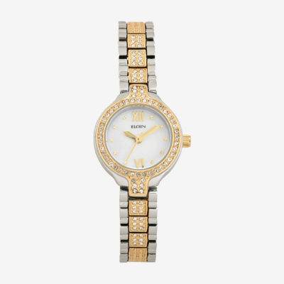 Elgin Womens Crystal Accent Two Tone Bracelet Watch Eg170022st