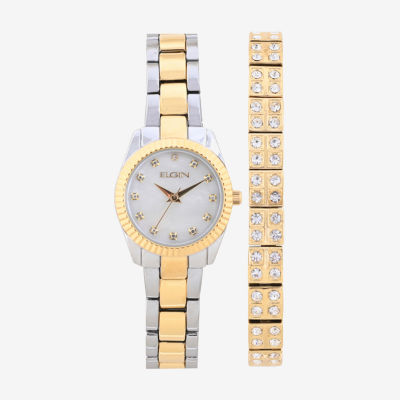 Elgin Womens Crystal Accent Two Tone Bracelet Watch Eg170033st