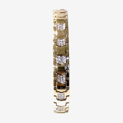 Elgin Womens Crystal Accent Gold Tone Bracelet Watch Eg17010st