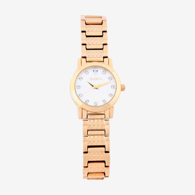 Elgin Womens Crystal Accent Gold Tone Bracelet Watch Eg180011st