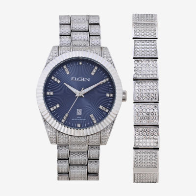 Elgin Mens Silver Tone Bracelet Watch Fg180012st