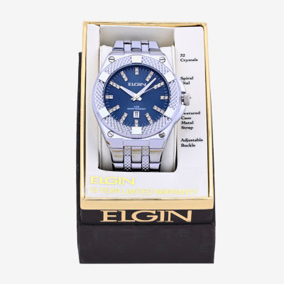 Elgin Mens Silver Tone Bracelet Watch Fg180014