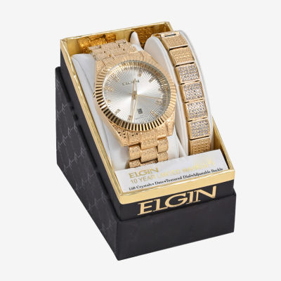Elgin Mens Gold Tone Bracelet Watch Fg180017st