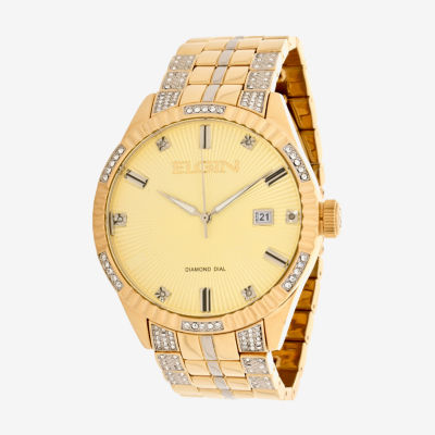 Elgin Mens Gold Tone Bracelet Watch Fg18005gst