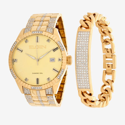 Elgin Mens Gold Tone Bracelet Watch Fg160030g Brazos Mall