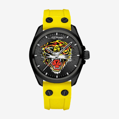 Ed Hardy Mens Yellow Strap Watch 50457b-42-F19