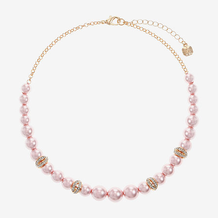 Monet Jewelry Simulated Pearl 17 Inch Rolo Collar Necklace, One Size, Pink