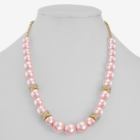 Monet Jewelry Simulated Pearl 17 Inch Rolo Collar Necklace, One Size, Pink